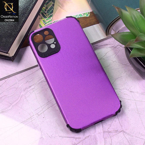 iPhone 12 Pro Cover - Purple - New Jeans Texture Synthetic Leather Style Soft Case