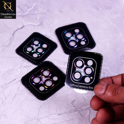 iPhone 12 Pro Protector - Purple - Metal Ring Gradient Multi Color Camera Glass Protector