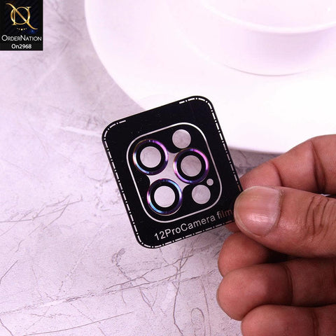 iPhone 12 Pro Protector - Purple - Metal Ring Gradient Multi Color Camera Glass Protector