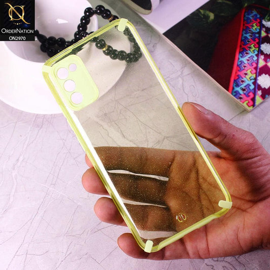Samsung Galaxy A02s Cover - Yellow - New Soft Border Glitter Dust Color Transparent Camera Protection Case - Glitter Does Not Move