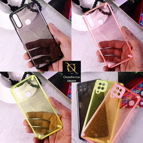 Xiaomi Mi Note 10 Cover - Yellow - New Soft Border Glitter Dust Color Transparent Camera Protection Case - Glitter Does Not Move