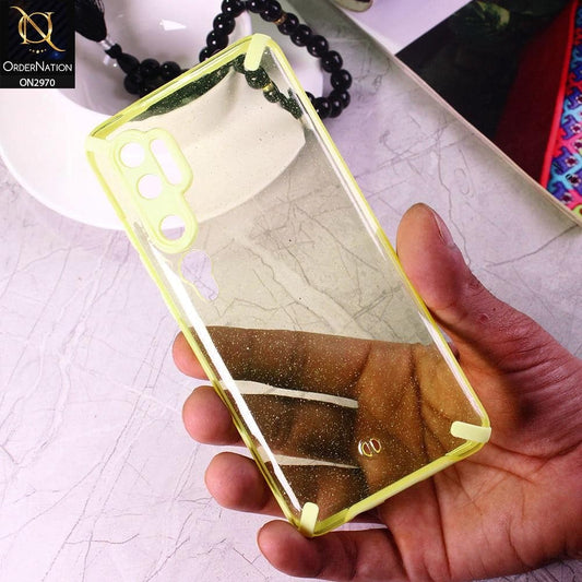 Xiaomi Mi Note 10 Cover - Yellow - New Soft Border Glitter Dust Color Transparent Camera Protection Case - Glitter Does Not Move