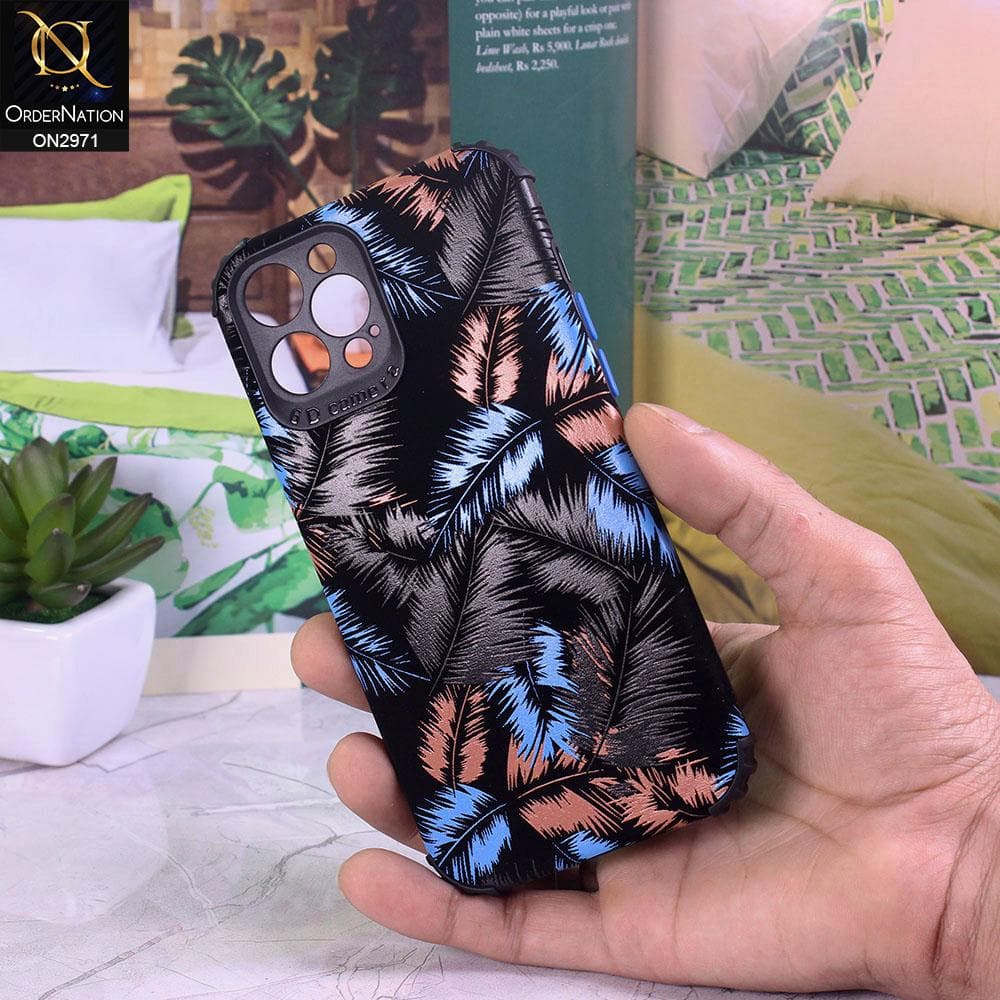 iPhone 12 Pro Max Cover - Blue - New Forest Series Aura Leaves Soft Case