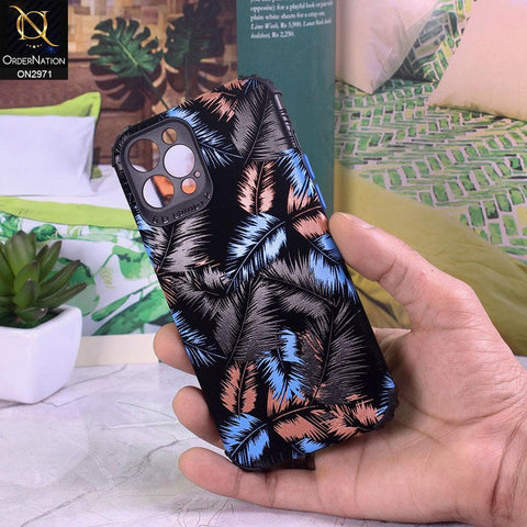 iPhone 12 Pro Max Cover - Blue - New Forest Series Aura Leaves Soft Case