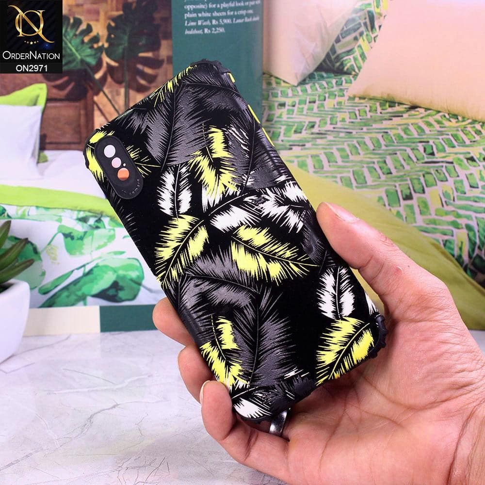 iPhone XS / X Cover - Yellow - New Forest Series Aura Leaves Soft Case