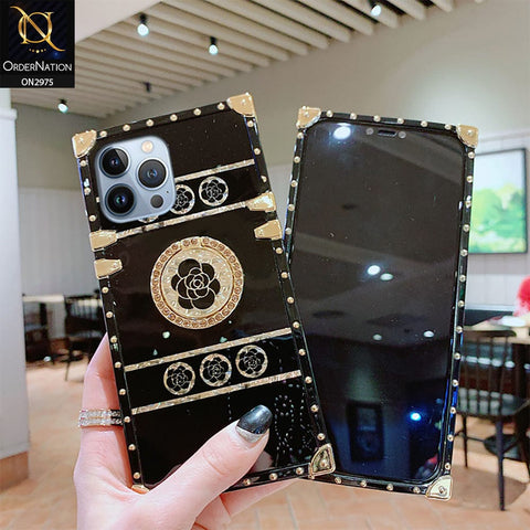 Realme 9i Cover - Design 2 - 3D illusion Gold Flowers Soft Trunk Case With Ring Holder