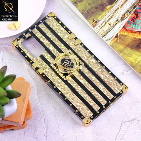 Samsung Galaxy A03s Cover - Design 2 - 3D illusion Gold Flowers Soft Trunk Case With Ring Holder
