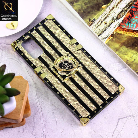 Oppo A72 Cover - Design 2 - 3D illusion Gold Flowers Soft Trunk Case With Ring Holder