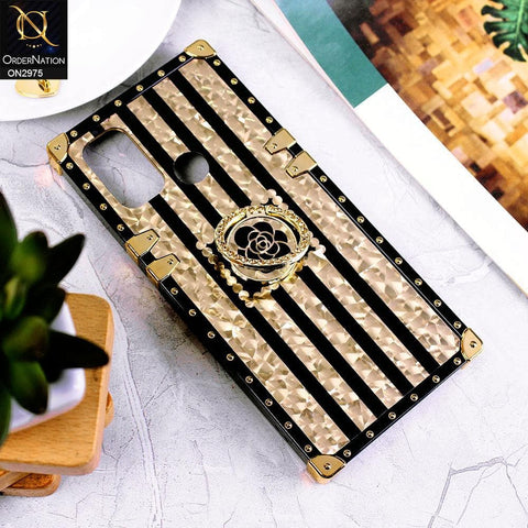 Oppo A53s Cover - Design 2 - 3D illusion Gold Flowers Soft Trunk Case With Ring Holder