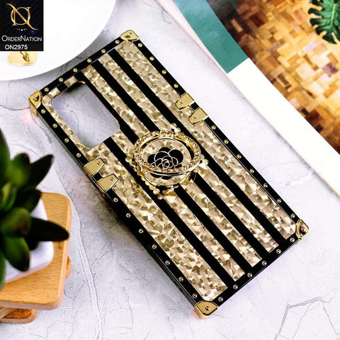 Oppo A54 4G Cover - Design 2 - 3D illusion Gold Flowers Soft Trunk Case With Ring Holder
