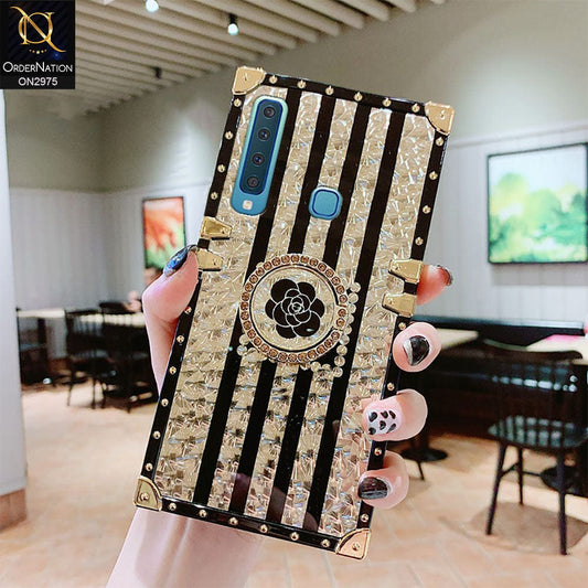 Samsung Galaxy A9 Star Pro Cover - Design 2 - 3D illusion Gold Flowers Soft Trunk Case With Ring Holder