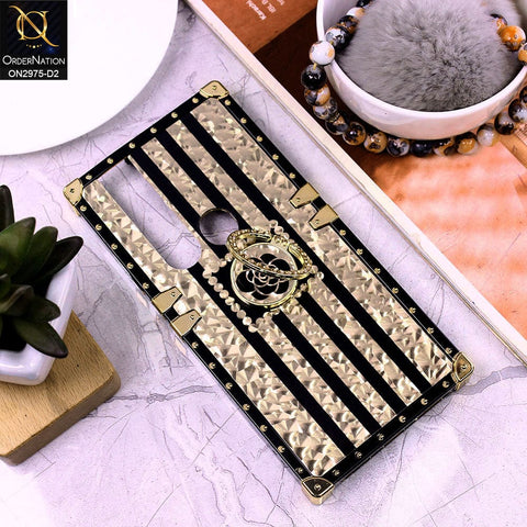 Tecno Camon 15 Premier Cover - Design 2 - 3D illusion Gold Flowers Soft Trunk Case With Ring Holder
