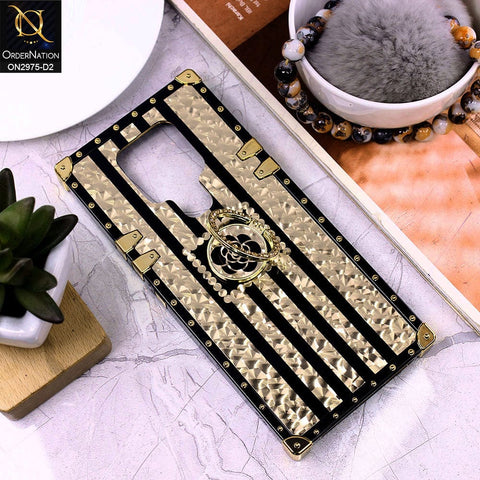 Tecno Camon 16 Cover - Design 2 - 3D illusion Gold Flowers Soft Trunk Case With Ring Holder