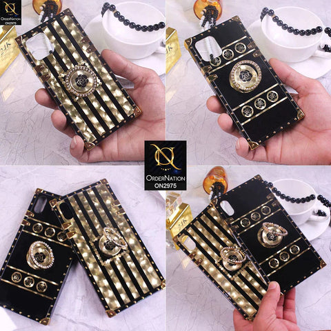 Infinix Note 10 Pro Cover - Design1 - 3D illusion Gold Flowers Soft Trunk Case With Ring Holder