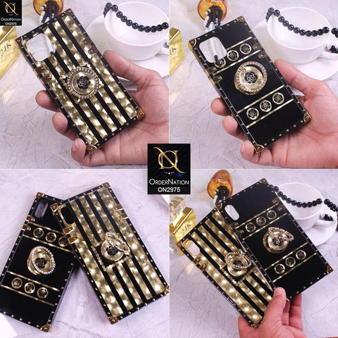 iPhone XS Max Cover - Design 1 - 3D illusion Gold Flowers Soft Trunk Case With Ring Holder