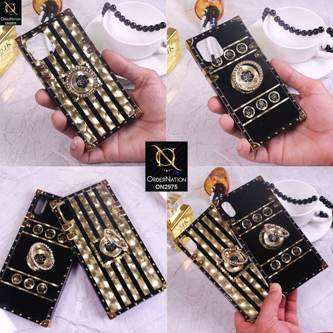 Oppo A74 Cover - Design 2 - 3D illusion Gold Flowers Soft Trunk Case With Ring Holder