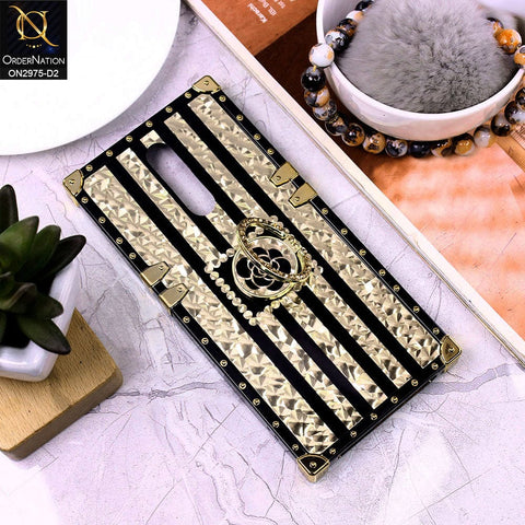 Oppo A9 / A9x Cover - Design 2 - 3D illusion Gold Flowers Soft Trunk Case With Ring Holder