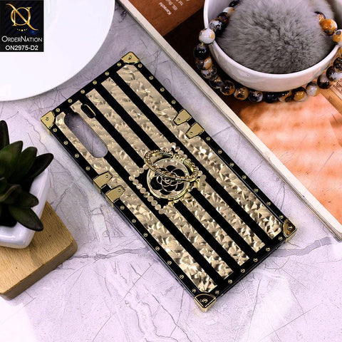 Oppo F15 Cover - Design 2 - 3D illusion Gold Flowers Soft Trunk Case With Ring Holder