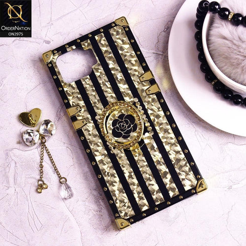 Oppo A93 Cover - Design 2 - 3D illusion Gold Flowers Soft Trunk Case With Ring Holder