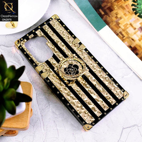Oppo A94 Cover - Design 2 - 3D illusion Gold Flowers Soft Trunk Case With Ring Holder