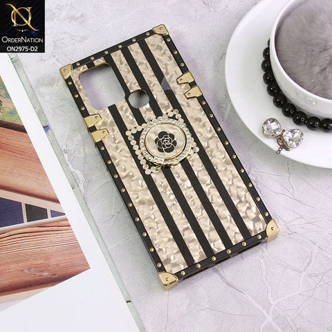Infinix Hot 10 Cover - Design 2 - 3D illusion Gold Flowers Soft Trunk Case With Ring Holder
