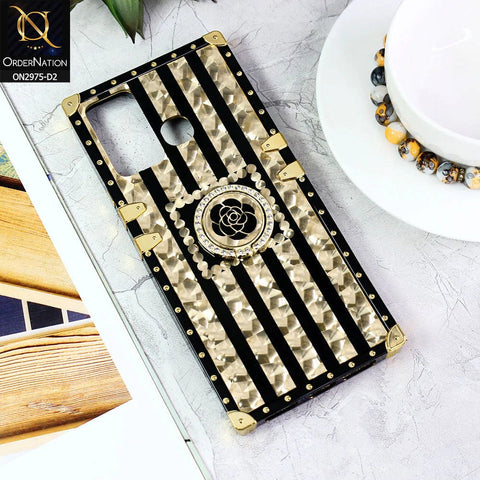 Infinix Hot 12 Play Cover - Design2 - 3D illusion Gold Flowers Soft Trunk Case With Ring Holder