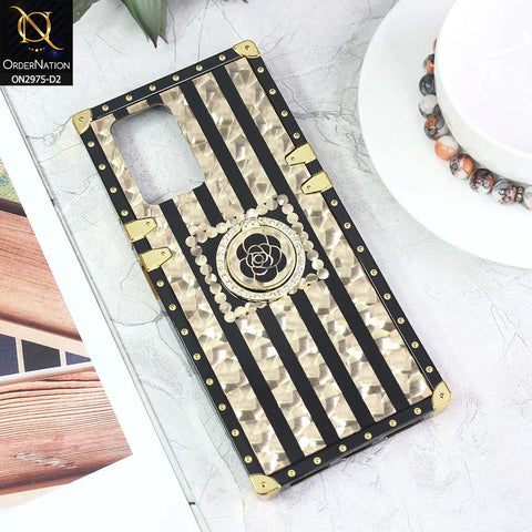 Infinix Note 10 Pro Cover - Design2 - 3D illusion Gold Flowers Soft Trunk Case With Ring Holder