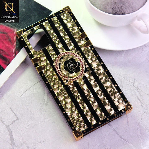 Samsung Galaxy Note 10 Lite Cover - Design 2 - 3D illusion Gold Flowers Soft Trunk Case With Ring Holder