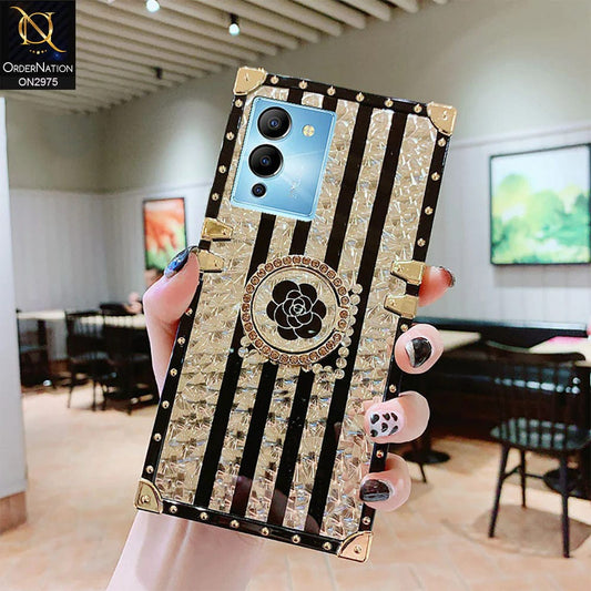 Infinix Note 12 G96 Cover - Design2 - 3D illusion Gold Flowers Soft Trunk Case With Ring Holder