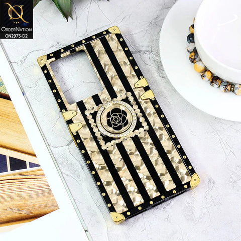 Infinix Note 12 G96 Cover - Design2 - 3D illusion Gold Flowers Soft Trunk Case With Ring Holder