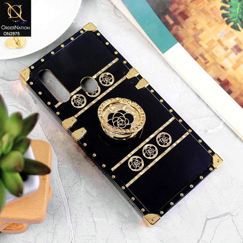 Oppo A8 Cover - Design 1 - 3D illusion Gold Flowers Soft Trunk Case With Ring Holder