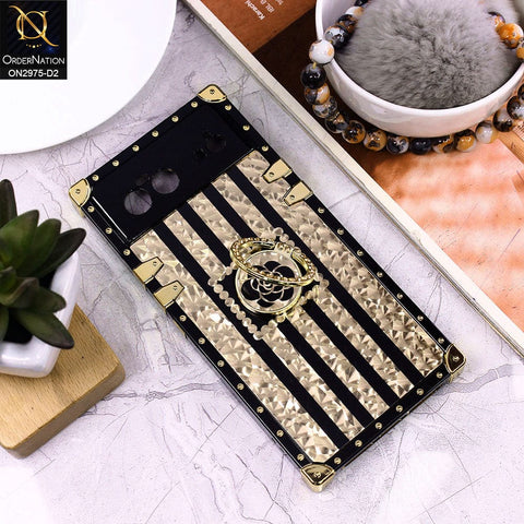 Google Pixel 6 Cover - Design 2 - 3D illusion Gold Flowers Soft Trunk Case With Ring Holder
