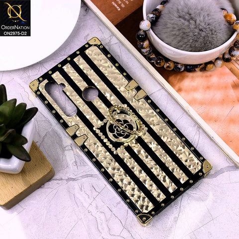 Realme 5s Cover - Design 2 - 3D illusion Gold Flowers Soft Trunk Case With Ring Holder