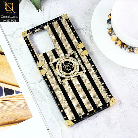 Realme V25 Cover - Design2 - 3D illusion Gold Flowers Soft Trunk Case With Ring Holder