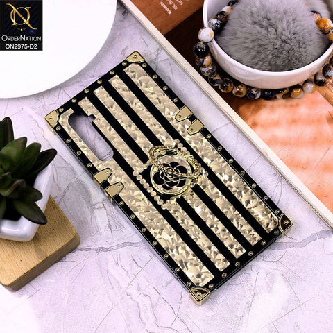 Realme XT Cover - Design 2 - 3D illusion Gold Flowers Soft Trunk Case With Ring Holder