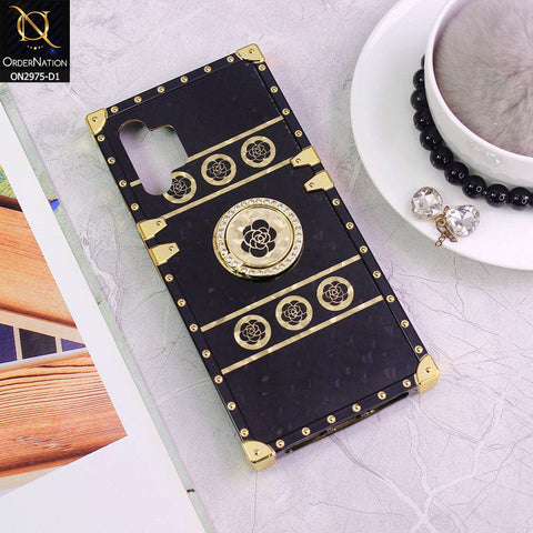 Samsung Galaxy A13 Cover - Design 1 - 3D illusion Gold Flowers Soft Trunk Case With Ring Holder
