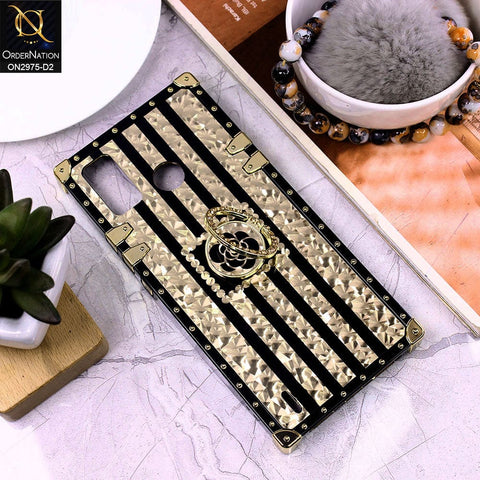Tecno Spark 6 Go Cover - Design 2 - 3D illusion Gold Flowers Soft Trunk Case With Ring Holder