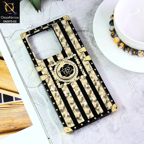 Tecno Spark 8C Cover - Design2 - 3D illusion Gold Flowers Soft Trunk Case With Ring Holder