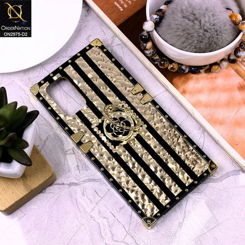 Vivo V21e Cover - Design 2 - 3D illusion Gold Flowers Soft Trunk Case With Ring Holder