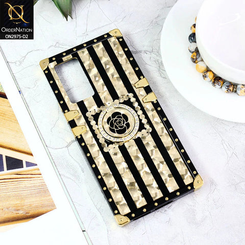 Vivo S10e Cover - Design2 - 3D illusion Gold Flowers Soft Trunk Case With Ring Holder