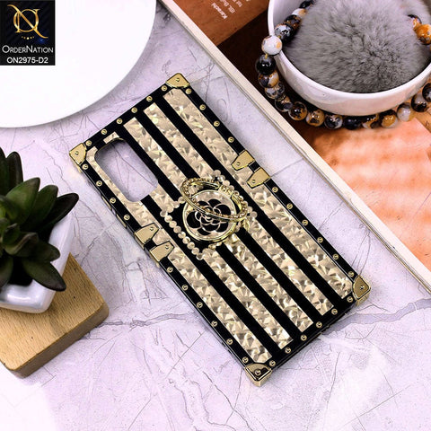 Vivo Y20A Cover - Design 2 - 3D illusion Gold Flowers Soft Trunk Case With Ring Holder