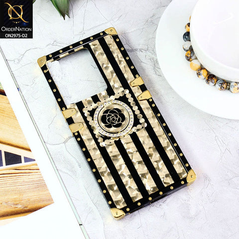 Vivo Y16 Cover - Design2 - 3D illusion Gold Flowers Soft Trunk Case With Ring Holder