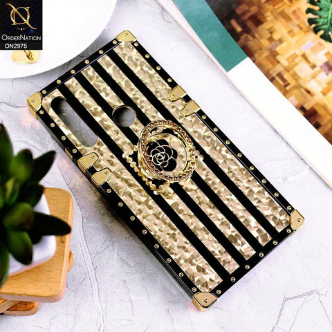 Copy of Huawei Y9 Prime 2019 Cover - Design 1 - 3D illusion Gold Flowers Soft Trunk Case With Ring Holder