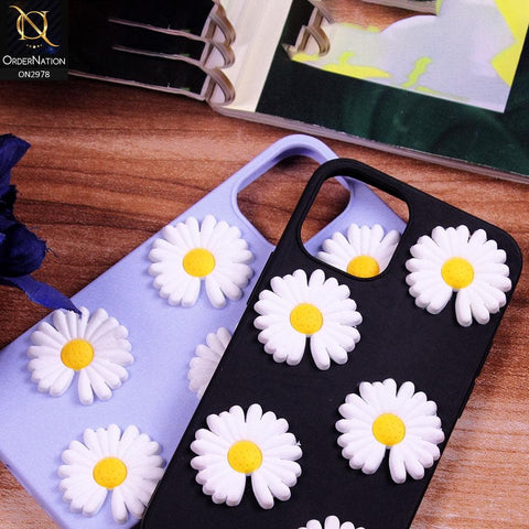 iPhone 12 Mini Cover - Black - 3D Sun Flower Soft Rubberized Case