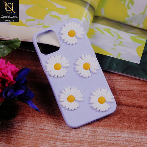 iPhone 12 Mini Cover - Blue - 3D Sun Flower Soft Rubberized Case