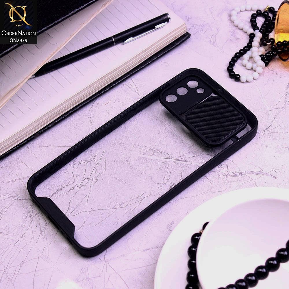 Samsung Galaxy A02s Cover - Black - Transparent Matte Shockproof Camera Slide Protection Case