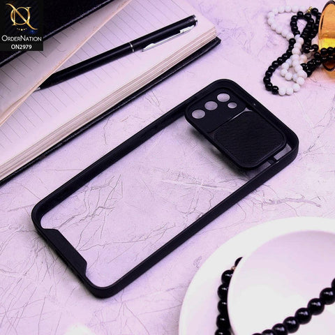 Samsung Galaxy M02s Cover - Black - Transparent Matte Shockproof Camera Slide Protection Case
