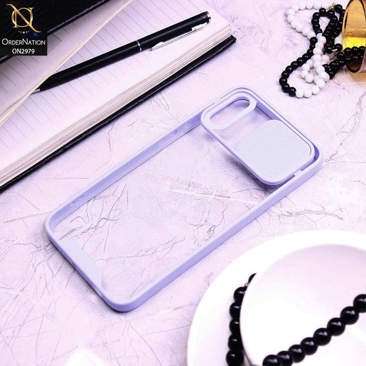 Samsung Galaxy M10 Cover - Purple - Transparent Matte Shockproof Camera Slide Protection Case