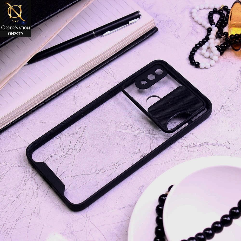 Samsung Galaxy A10s Cover - Black - Transparent Matte Shockproof Camera Slide Protection Case