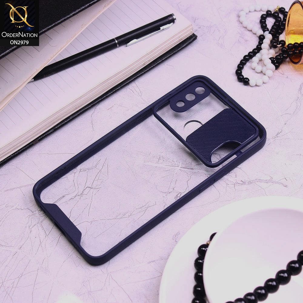 Samsung Galaxy A10s Cover - Blue - Transparent Matte Shockproof Camera Slide Protection Case